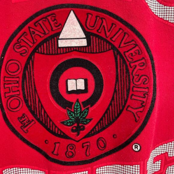 Vintage 90's Jerzees Ohio State Crew Neck Sweatshirt Women's Size Large Red - Picture 3 of 11